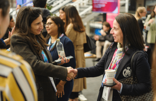 Networking at banking conference