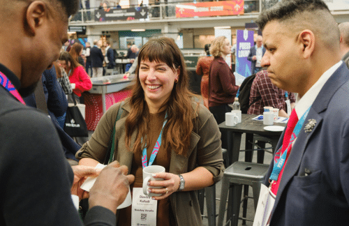 Networking at banking conference